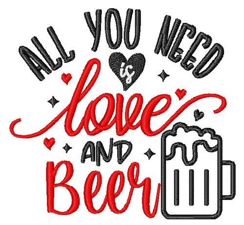 Love & Beer Machine Embroidery Design
