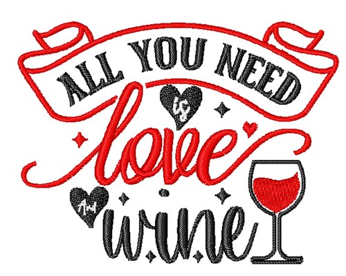 Love & Wine Machine Embroidery Design