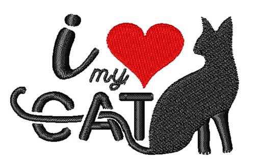 I Love My Cat Machine Embroidery Design