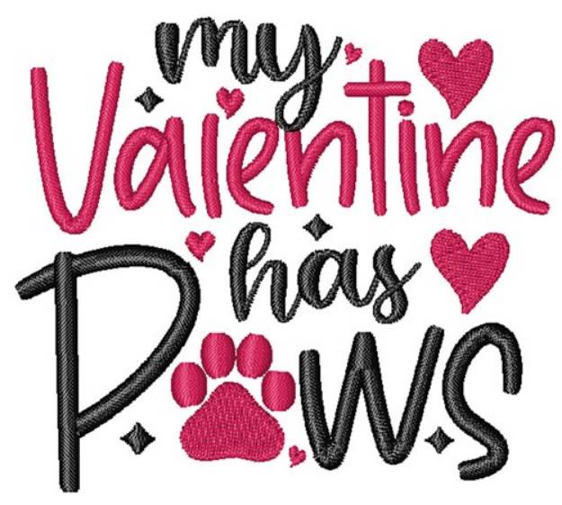 Picture of My Valentine Has Paws Machine Embroidery Design