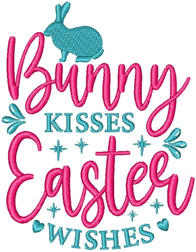 Bunny Kisses Easter Wishes Machine Embroidery Design