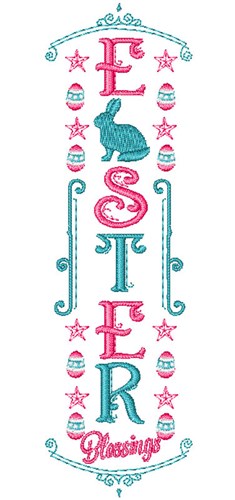 Easter Bunny Blessings Banner Machine Embroidery Design