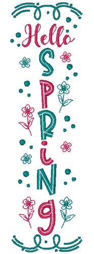 Hello Spring Floral Banner Machine Embroidery Design
