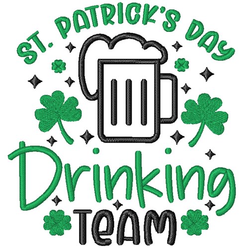 St. Patricks Day Drinking Team Machine Embroidery Design