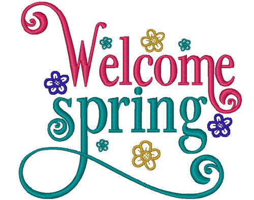 Decorative Welcome Spring Machine Embroidery Design