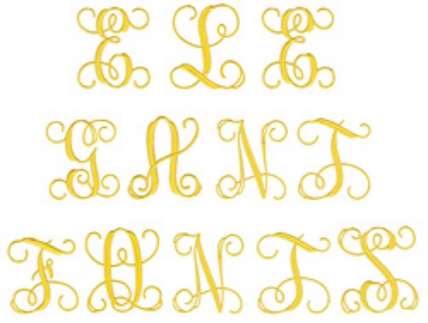Picture of Elegant 4 inch Monogram Embroidery Font