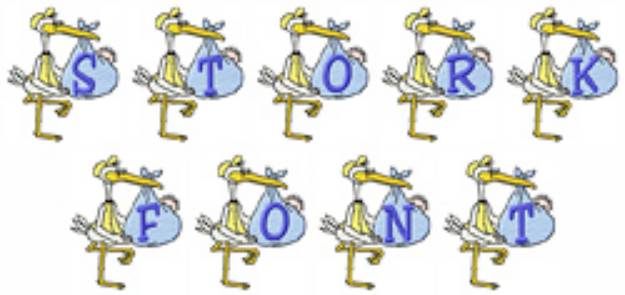 Picture of Stork Font Embroidery Font