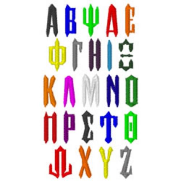 Picture of Greek Letters IRONHORSE Embroidery Font