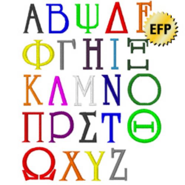 Picture of Greek Letters UNIVERSECITY Embroidery Font