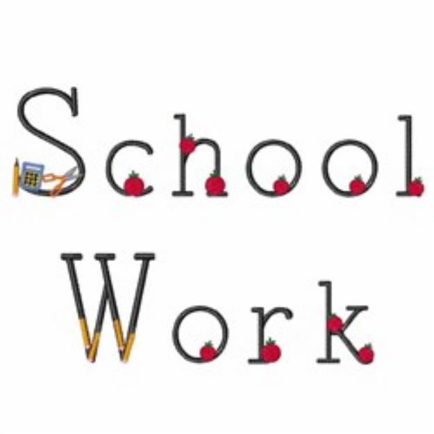 Picture of School Work Embroidery Font