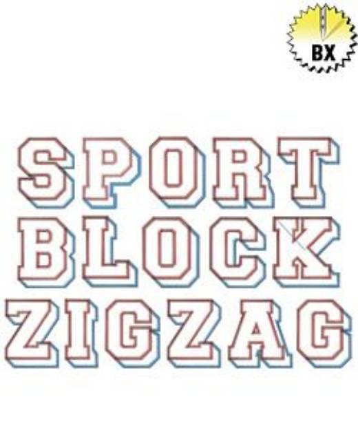 Picture of Sports Block Zig Zag Embroidery Font