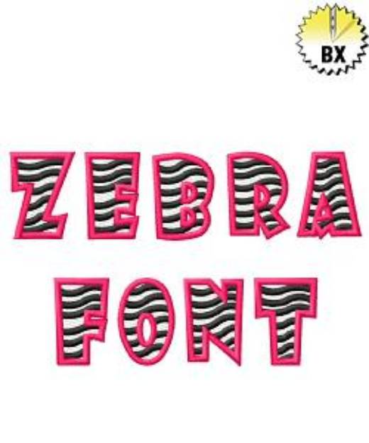 Picture of Zebra Font Embroidery Font
