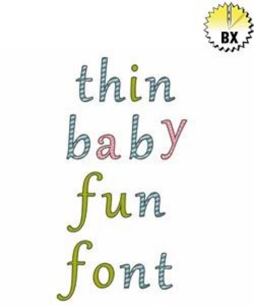 Picture of Thin Baby Fun Embroidery Font