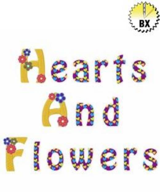 Picture of Hearts and Flowers Embroidery Font