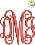 Picture of 3 inch Interlocking Monogram with 1.9 inch Letters Embroidery Font