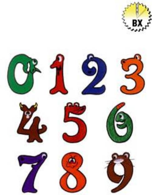 Picture of Silly Monster Numbers Embroidery Font