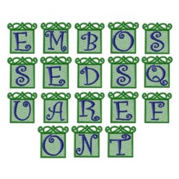 Picture of Embossed Square Font Embroidery Font