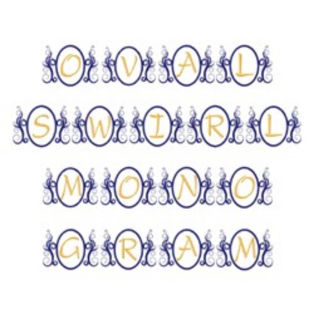 Picture of Oval Swirl Monogram Font Embroidery Font