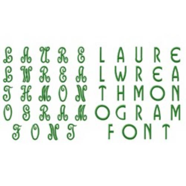 Picture of Laurel Wreath Monogram Font Embroidery Font