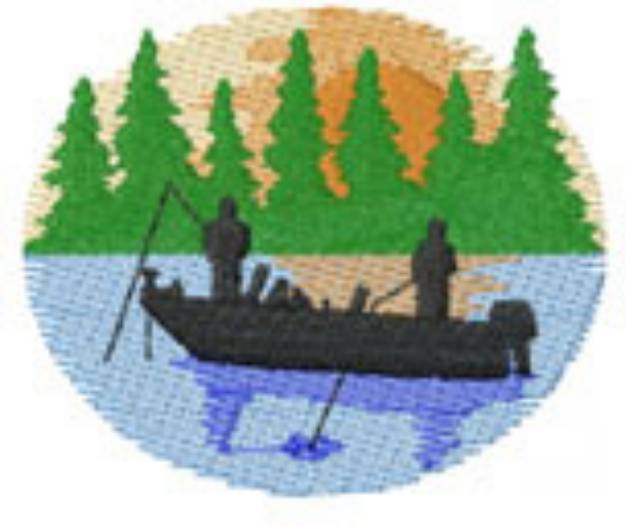 Picture of FISHING AT SUNRISE Machine Embroidery Design