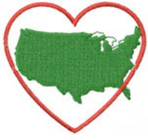 Picture of Heart USA Machine Embroidery Design