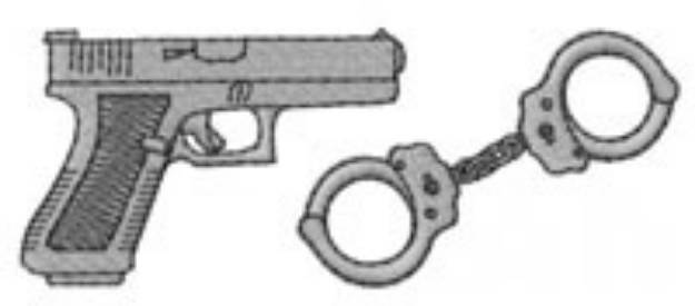 Picture of PISTOL AND HANDCUFFS Machine Embroidery Design