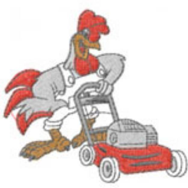 Picture of ROOSTER WITH MOWER Machine Embroidery Design