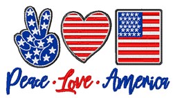 Peace Love America Machine Embroidery Design