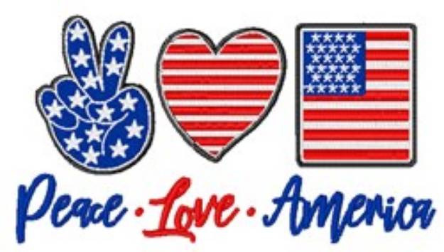 Picture of Peace Love America Machine Embroidery Design