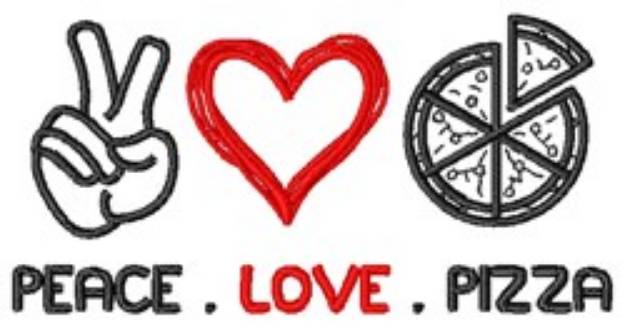 Picture of Peace Love Pizza Machine Embroidery Design