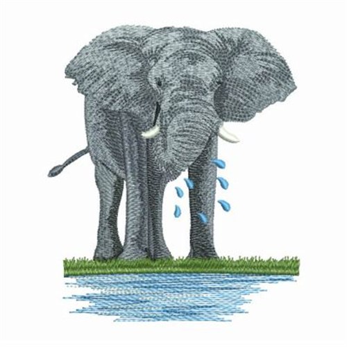 Drinking Elephant Machine Embroidery Design