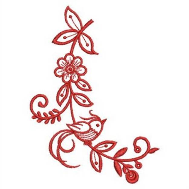 Picture of Floral Bird Border Machine Embroidery Design
