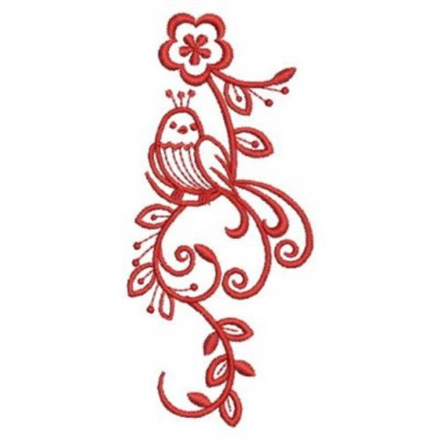 Picture of Redwork Bird Deco Machine Embroidery Design
