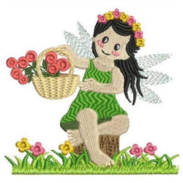 Picture of Floral Basket Fairy Machine Embroidery Design