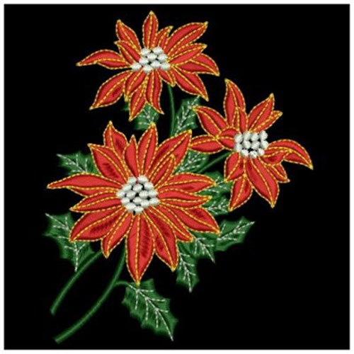 Poinsettia Bouquet Machine Embroidery Design