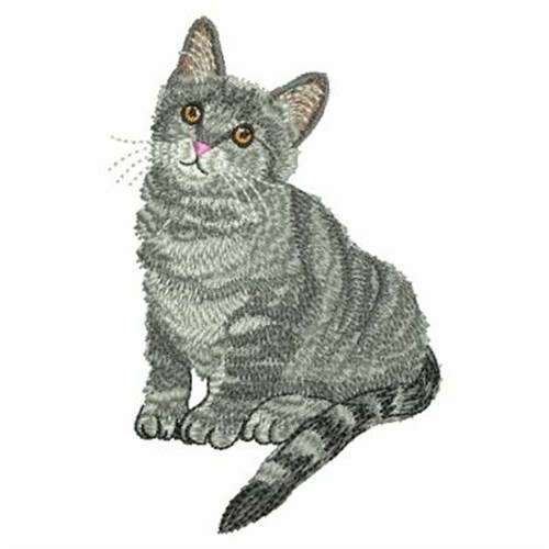 Gray Kitten Machine Embroidery Design