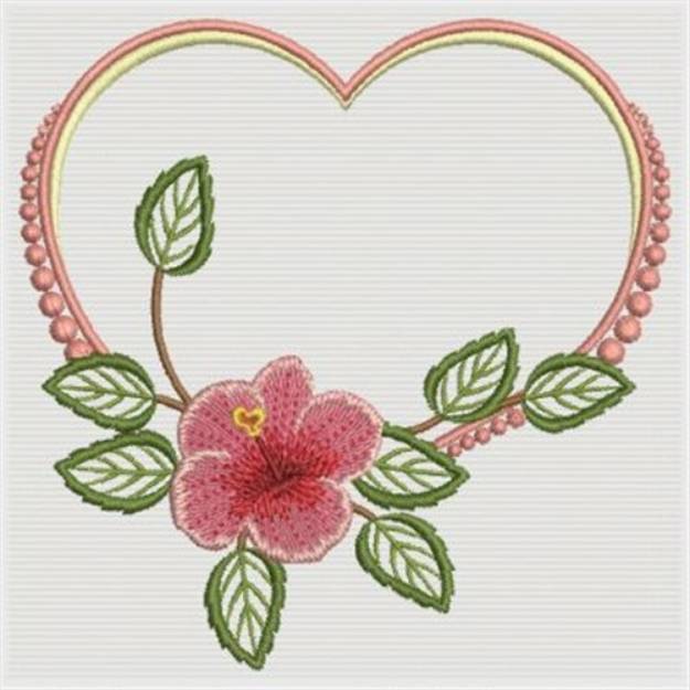 Picture of Hibiscus Heart Wreath Machine Embroidery Design