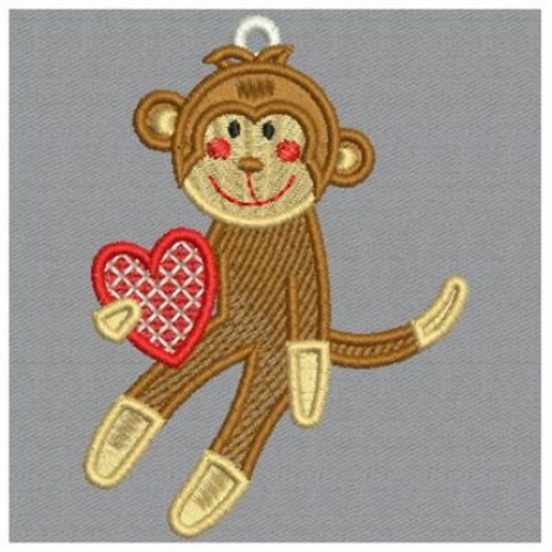 FSL Heart Monkey Machine Embroidery Design