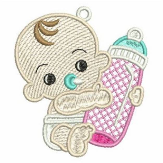Picture of FSL Baby With Bottle Machine Embroidery Design