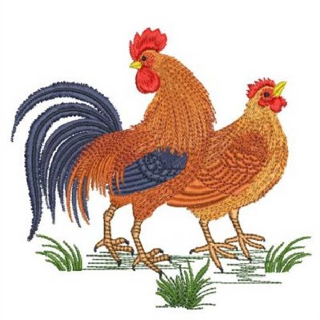 Picture of Two Chickens Machine Embroidery Design