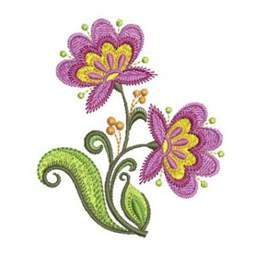 Fancy Jacobean Floral Machine Embroidery Design