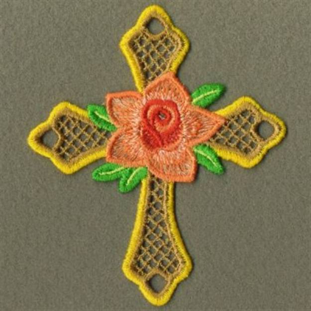 Picture of FSL Floral Cross Machine Embroidery Design