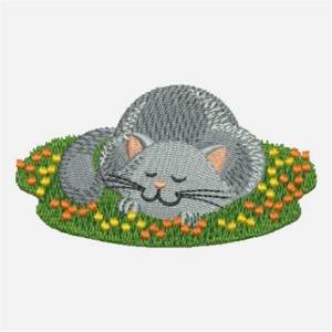 Picture of Napping Cat Machine Embroidery Design