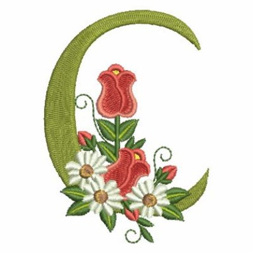 Rose Alphabet C Machine Embroidery Design