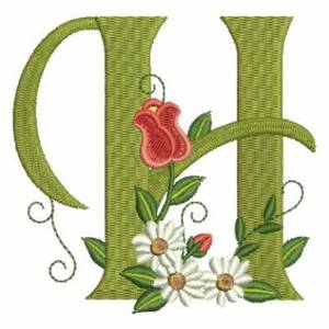 Picture of Rose Alphabet H Machine Embroidery Design