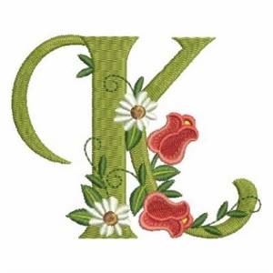 Picture of Rose Alphabet K Machine Embroidery Design