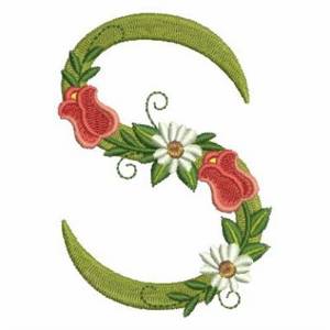 Picture of Rose Alphabet S Machine Embroidery Design