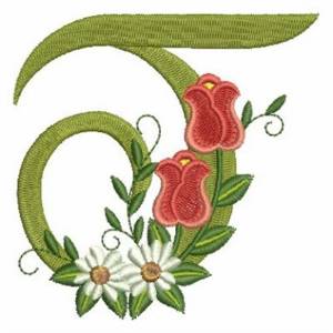 Picture of Rose Alphabet T Machine Embroidery Design