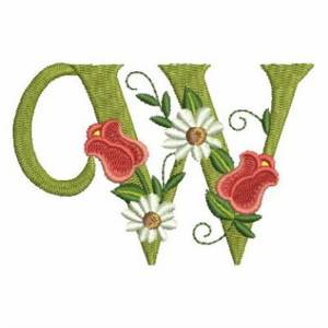 Picture of Rose Alphabet W Machine Embroidery Design