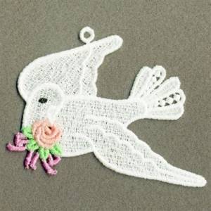 Picture of FSL Dove With Rose Machine Embroidery Design